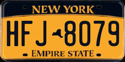 NY license plate HFJ8079