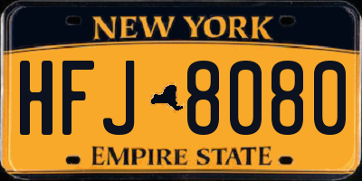 NY license plate HFJ8080