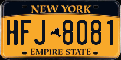 NY license plate HFJ8081
