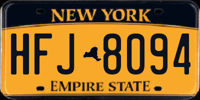 NY license plate HFJ8094