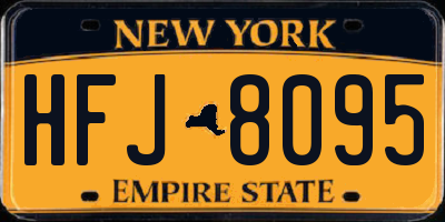 NY license plate HFJ8095