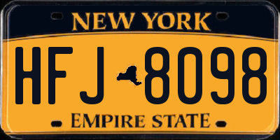 NY license plate HFJ8098