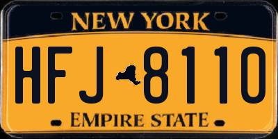 NY license plate HFJ8110