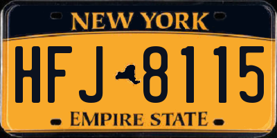 NY license plate HFJ8115
