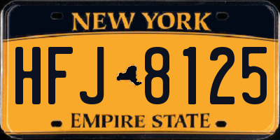 NY license plate HFJ8125
