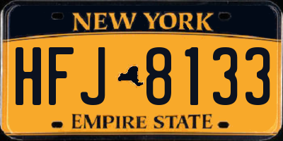 NY license plate HFJ8133