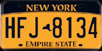 NY license plate HFJ8134