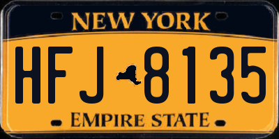 NY license plate HFJ8135