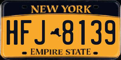 NY license plate HFJ8139