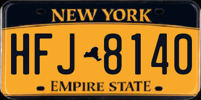 NY license plate HFJ8140