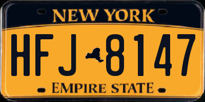 NY license plate HFJ8147