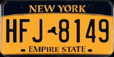 NY license plate HFJ8149