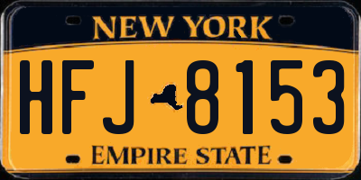 NY license plate HFJ8153