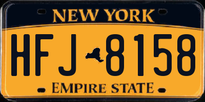 NY license plate HFJ8158