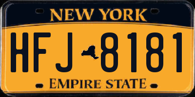 NY license plate HFJ8181
