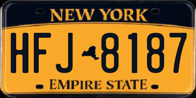 NY license plate HFJ8187