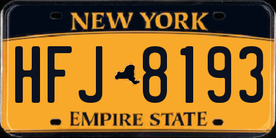 NY license plate HFJ8193