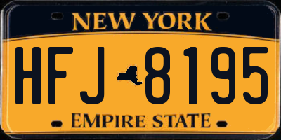 NY license plate HFJ8195