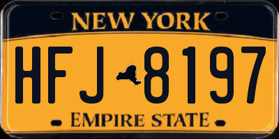 NY license plate HFJ8197