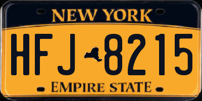 NY license plate HFJ8215