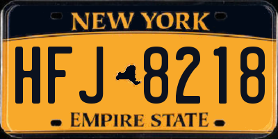 NY license plate HFJ8218