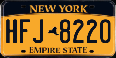 NY license plate HFJ8220