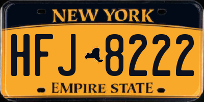 NY license plate HFJ8222
