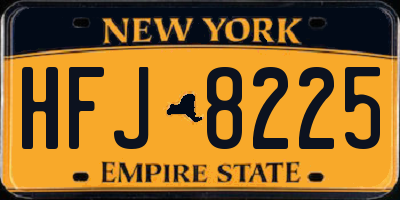 NY license plate HFJ8225