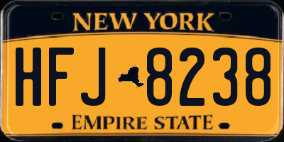 NY license plate HFJ8238