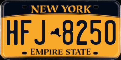 NY license plate HFJ8250