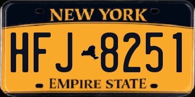 NY license plate HFJ8251