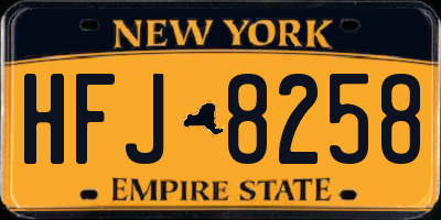 NY license plate HFJ8258