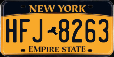 NY license plate HFJ8263