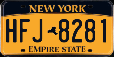 NY license plate HFJ8281
