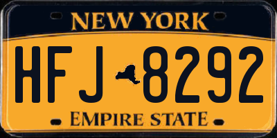 NY license plate HFJ8292