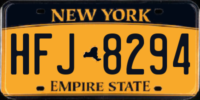NY license plate HFJ8294