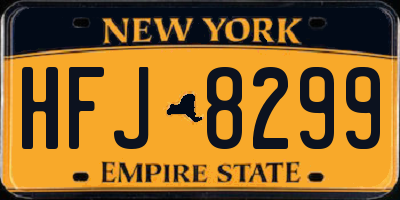 NY license plate HFJ8299