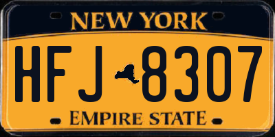 NY license plate HFJ8307