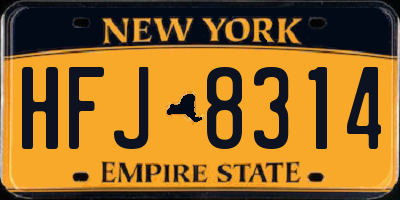 NY license plate HFJ8314