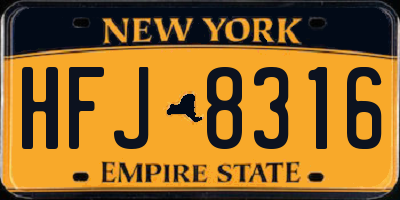 NY license plate HFJ8316