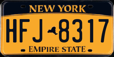 NY license plate HFJ8317