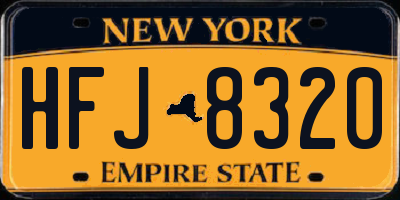 NY license plate HFJ8320