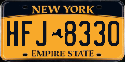NY license plate HFJ8330