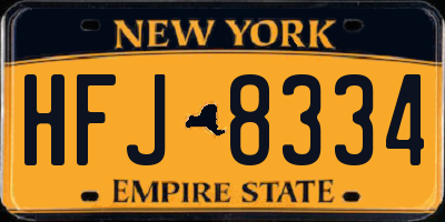 NY license plate HFJ8334