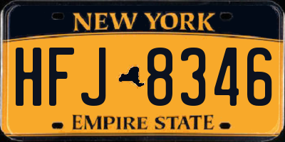NY license plate HFJ8346