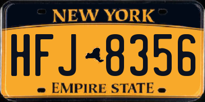 NY license plate HFJ8356