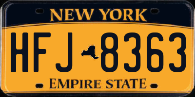 NY license plate HFJ8363