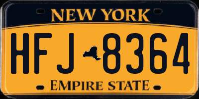 NY license plate HFJ8364