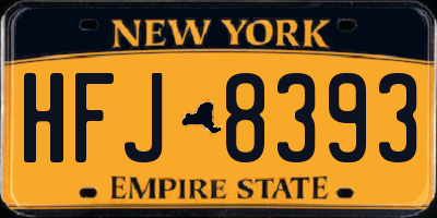 NY license plate HFJ8393