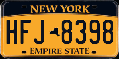 NY license plate HFJ8398